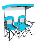 Portable Folding Camping Canopy Chairs with Cup Holder-Blue - Color: Blue - $200.83 CAD