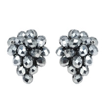 Twilight Forest Silver Crystal Grape Clip On Earrings - £15.81 GBP