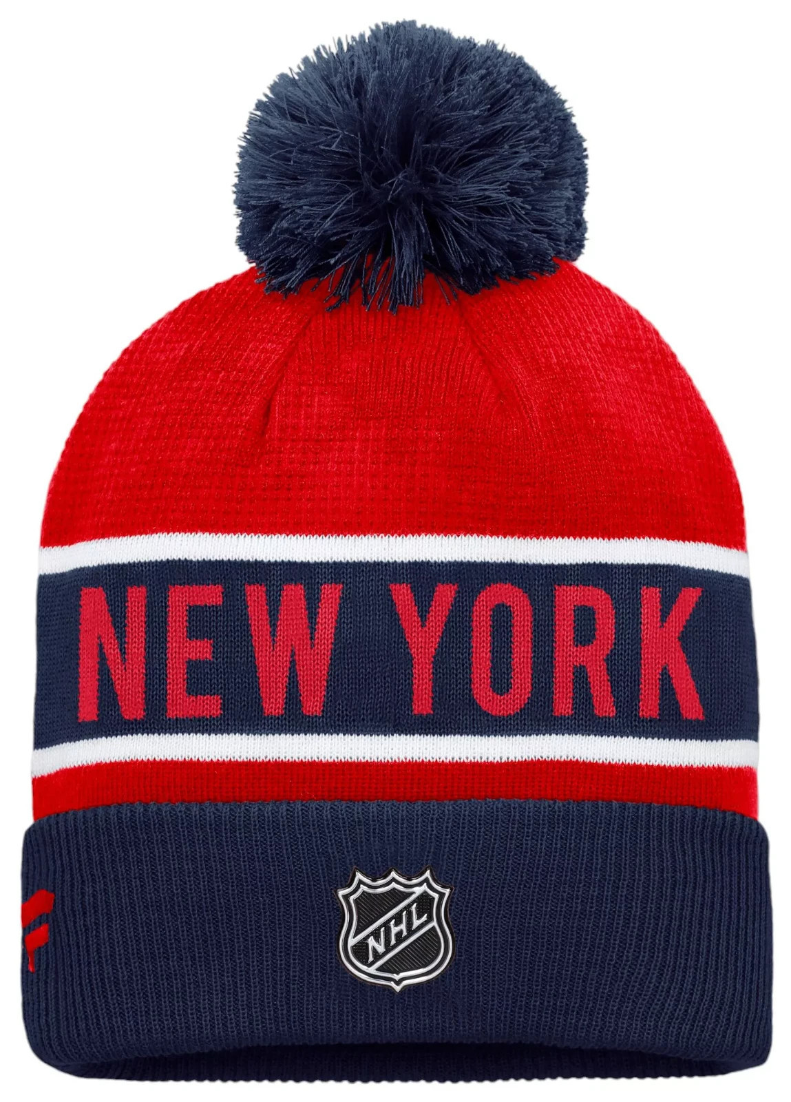 NHL Adult New York Rangers Authentic Pro Rink Red Pom Knit Beanie One Size - $24.99