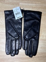 Size 6 NEW Bloomingdale&#39;s Black Leather Gloves with Cashmere Lining  $88 - £23.53 GBP