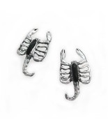 Sterling Silver Scorpion Stone Inlay Stud Post Earrings, Onyx - $13.56 CAD