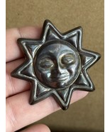 Vintage CELESTIAL MEXICO SUN FACE Brooch MOON STARS 925 - $35.08 CAD
