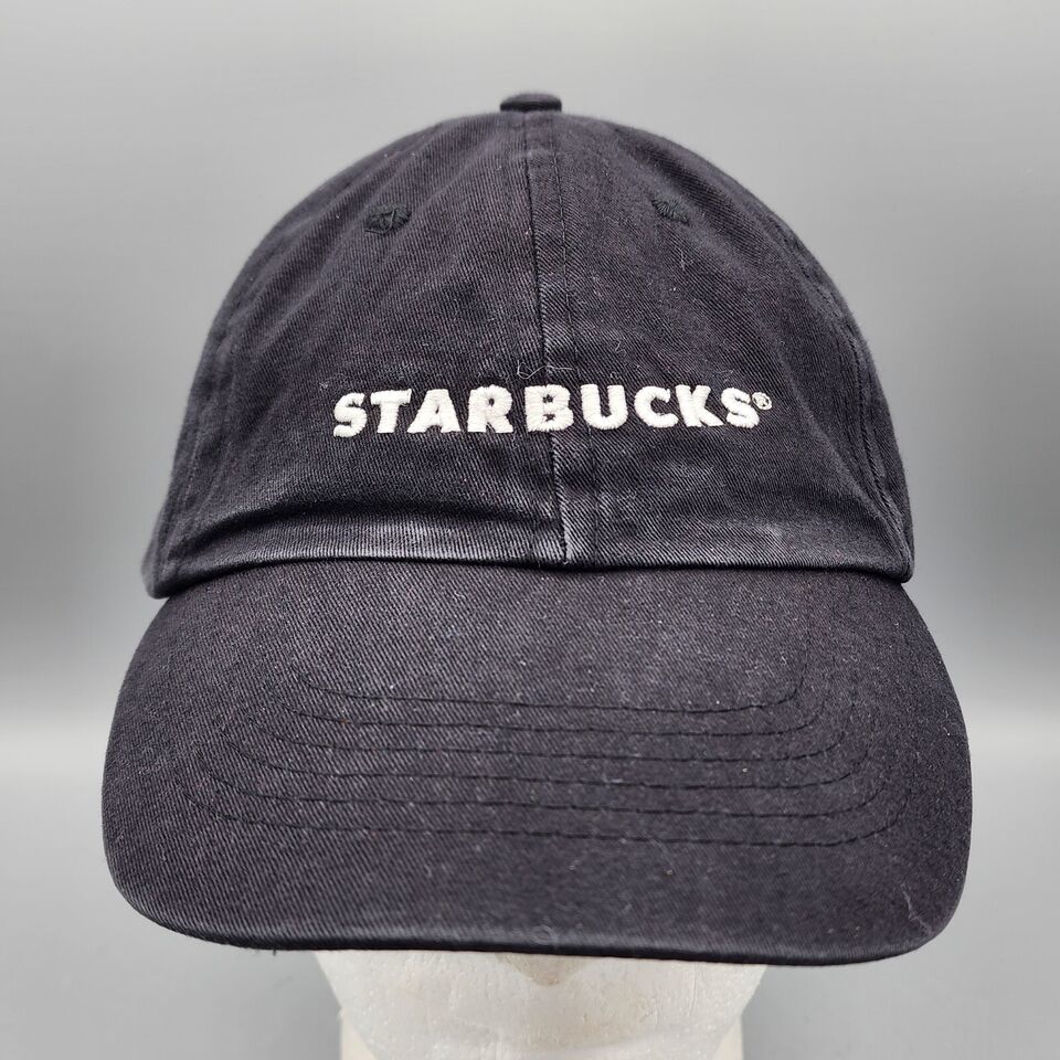 Starbucks Employee Work Black Hat Black Cap Uniform Cotton Adult One Size - $6.89