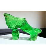 Green Glass Victorian Style Slipper Shoe Roller Skate Toothpick Holder F... - £9.37 GBP