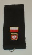 Poland Embroidered Flag Shield Golf Sport Towel 16x26 Black - £14.15 GBP