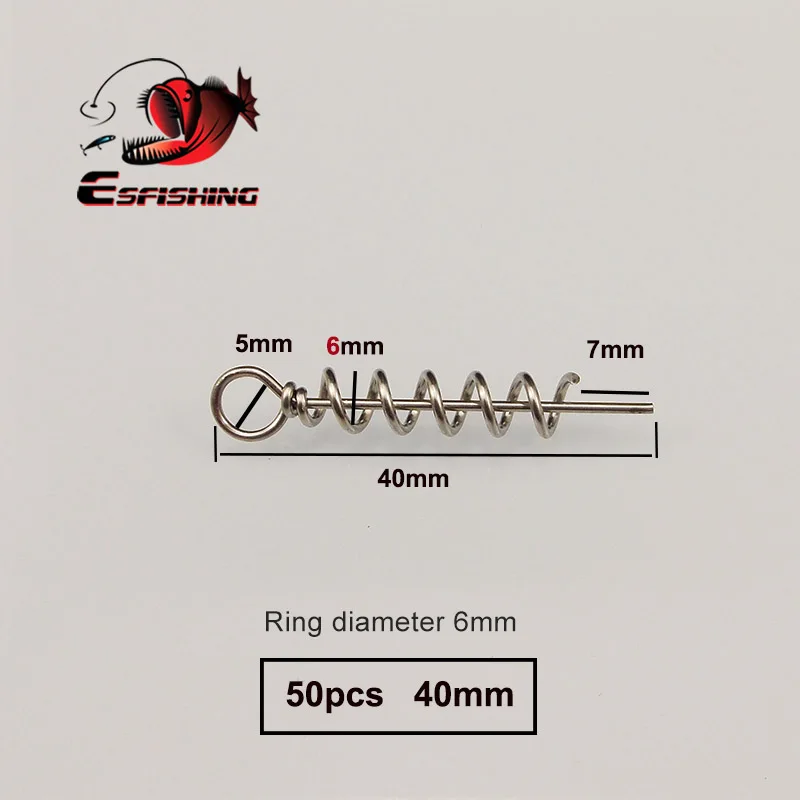 ESFISHING Fishing Hook Connector 50pcs 40mm 35mm 25mm Soft Bait Spring Centering - $31.63