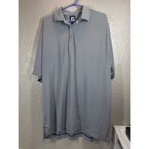 FootJoy Mens Polo Shirt Black White Striped Monochrome Short Sleeve Golf XL - $24.95
