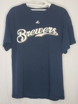 Milwaukee Brewers T Shirt Carlos Gomez Majestic Mens Size Medium Navy Blue MLB - £11.31 GBP