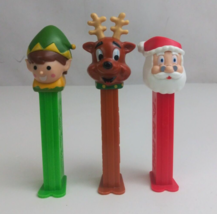 Lot of 3 Christmas Pez Dispensers Green Elf, Santa, &amp; Reindeer (K) - £7.74 GBP