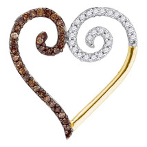 10k Yellow Gold Round Brown Diamond Heart Love Pendant 1/4 - £135.89 GBP