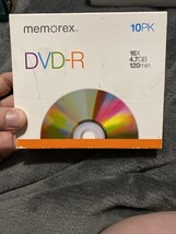 MEMOREX DVD-R 10 Pack 16 x 4.7 GB 120 min RW Recordable New Sealed Packa... - £12.07 GBP