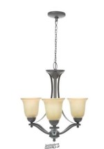 Hampton Bay 3-Light Rustic Iron Chandelier with Antique Ivory Glass Shades - £59.85 GBP