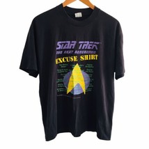 Vtg 90s Star Trek TNG Next Generation Excuse Shirt L Single Stitch USA 1991 - £68.33 GBP