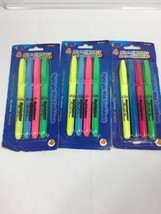 (3) Eclips Highlighters Yellow Pink Blue Green 4pk 12 Total 49481 office... - $11.59
