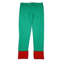 Casual Pants Womens L Green Elastic Waist High Rise Banded Red Hem Leggings - £17.88 GBP