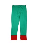Casual Pants Womens L Green Elastic Waist High Rise Banded Red Hem Leggings - £17.90 GBP