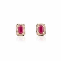 14K Ruby Halo Diamond Stud Earrings - £467.62 GBP