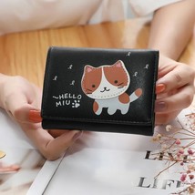 Women Cute Cat Wallet Small Hasp Girl Wallet  Designed Pu Leather Women Coin Pur - £89.44 GBP