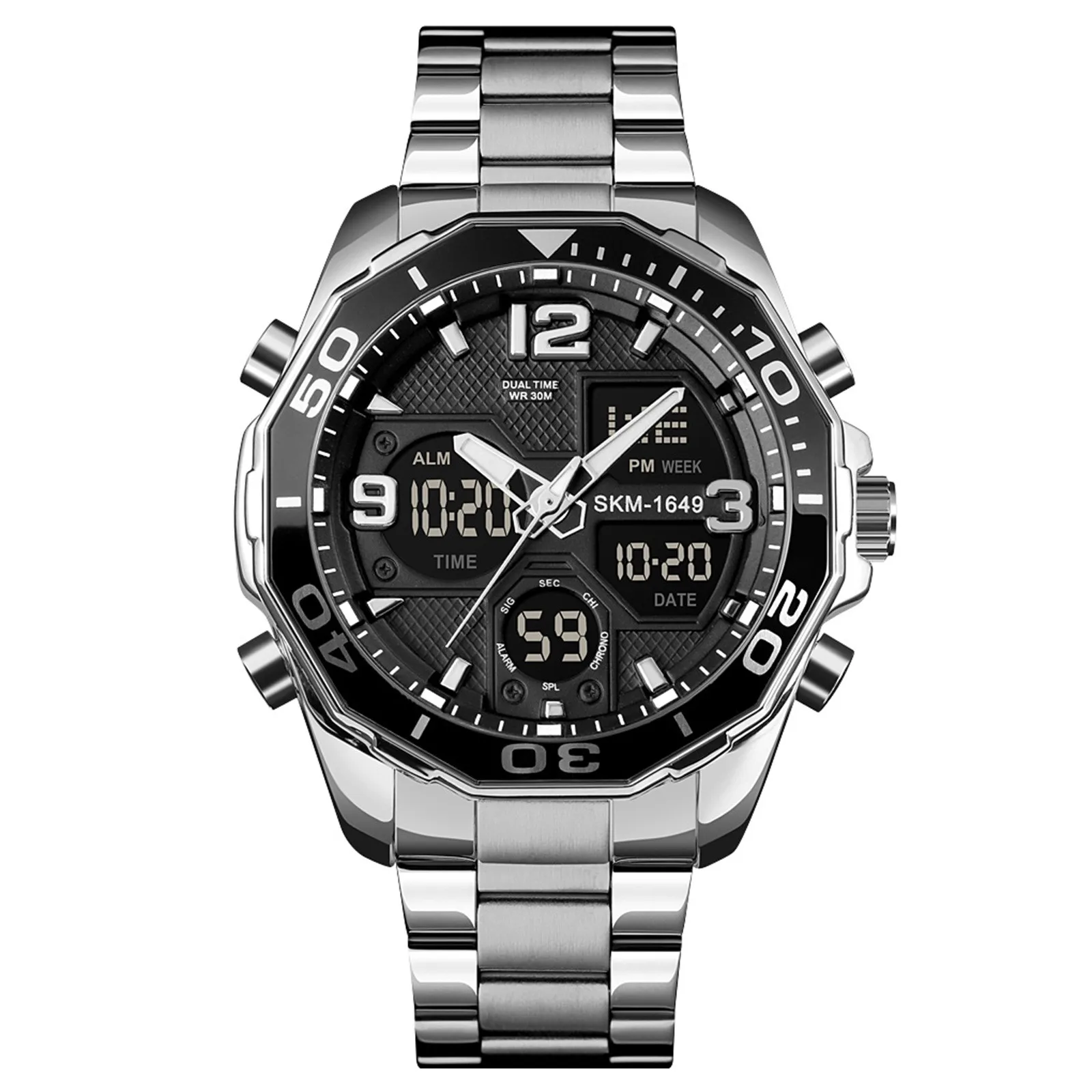 Men&#39;s Multifunctional Digital og Smart Watch Stainless Steel  Watch Folding Buck - £149.91 GBP