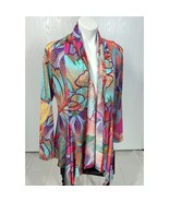 Clara Sun Woo Medium Cardigan Mosaic Petal Multicolor Long Sleeve Open F... - $24.99