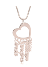 Heart Necklace With Three Words Or Names: Sterling Silver, 24K Gold, Rose Gold - £102.25 GBP