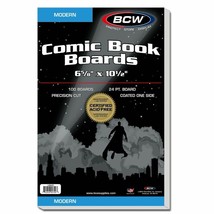 4 packs of 100 (400) BCW 6 5/8&quot; x 10 1/2&quot; Modern Comic White Backing Boards - £57.05 GBP