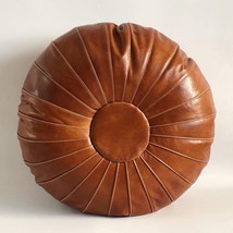 Handmade Moroccan Pouf , Large Leather Ottoman , Pouffe , Footstool , Ha... - $230.00