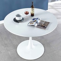 Dklgg White Round Dining Table, 42.1&quot; Tulip Table Kitchen Dining Table For 4-6 - £270.12 GBP