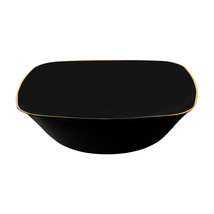 16oz Disposable Heavy Duty Black Plastic Square Soup Bowl with Gold Rim 90pcs - £71.41 GBP