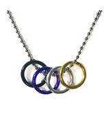NON BINARY FREEDOM RINGS NECKLACE 20&quot; Chain LGBTQ ENBY Pride Flag Gender... - €8,48 EUR