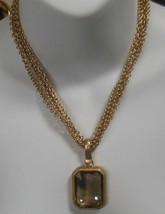 Signed CHICO&#39;S Multi-Strand Gold-tone Chain Smoky Crystal Pendant Necklace 20&quot; - £43.63 GBP