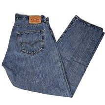 Levis 501 Straight Leg Button Fly Jeans Mens 34 x 30 Blue Denim Classic Premium - £31.64 GBP