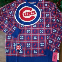 ⚾️Official MLB Chicago Cubs Big Logo Pullover Sweater Snowflake Moose XL... - £43.51 GBP