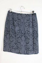 Vtg 90s Jones NY 8 Blue Damask Pattern Silk Chiffon Wrap Skirt - £22.25 GBP