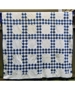 antique vintage 100% handmade homemade quilt ESTATE SALE blue 75&quot; x 86&quot; - $506.03 CAD