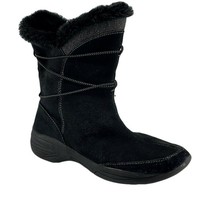 CROFT &amp; BARROW Womens Shoes Size 7M Black Suede Faux Fur Ankle Boots - £18.62 GBP
