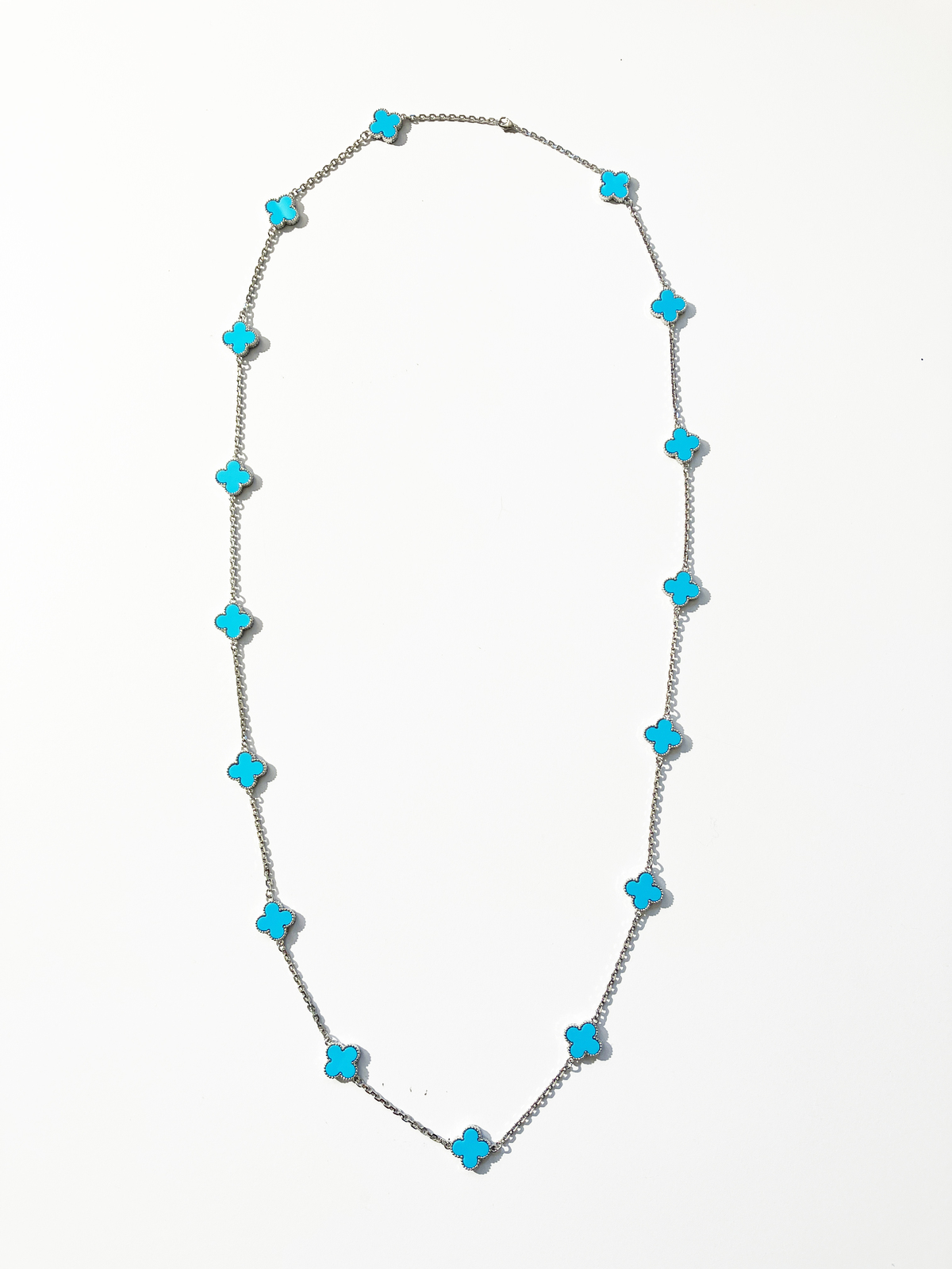 Primary image for Turquoise Quatrefoil Silver Plated Necklace