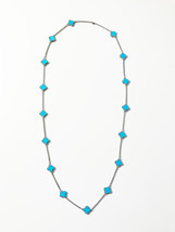 Turquoise Quatrefoil Silver Plated Necklace - $150.00