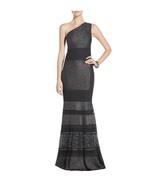 St. John Zenoria BLACK Silver One Shoulder Mermaid Gown Dress Cocktail S... - $566.03 CAD