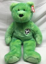 TY 1999 Beanie Buddy KICKS THE BRIGHT GREEN SOCCER BEAR 14&quot; Stuffed Anim... - £15.53 GBP