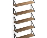Ponza Wood Floating Shelves For Wall Storage, Natural Burned Small Books... - $64.59