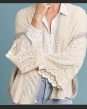 Anthropologie Sz One Size Chunky Boucle Sweater metallic Cardigan One Size - $44.52
