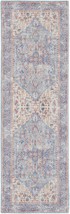 2' X 6' Blue Oriental Power Loom Distressed Washable Runner Rug - $1,942.61 MXN