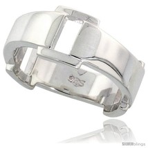 Size 7.5 - Sterling Silver Buckle Ring Flawless finish Band, 5/16 in  - £38.31 GBP