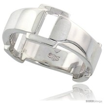 Size 8.5 - Sterling Silver Buckle Ring Flawless finish Band, 5/16 in  - £38.31 GBP