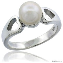 Size 10 - Sterling Silver Double Heart Cut Out Pearl Ring 1/4 in. (6.5 mm)  - $36.48