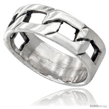 Size 9 - Sterling Silver Chain Link Wedding Band Ring 1/2 in  - £30.22 GBP