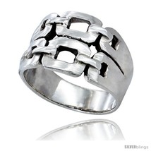 Size 13.5 - Sterling Silver Chain Link Wedding Band Ring 7/16 in  - £29.66 GBP