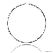 Sterling Silver Italian 3mm Tube Hoop Earrings, 3 in (75  - £93.04 GBP