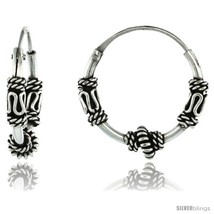 Sterling Silver Small Bali Hoop Earrings, 9/16in  diameter -Style  - $18.31